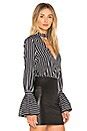 L'Academie The Felix Blouse in Black Striped | REVOLVE