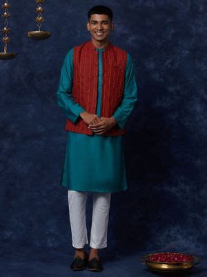 Buy Fabindia Viscose Tussar Dobby Nehru Jacket Online