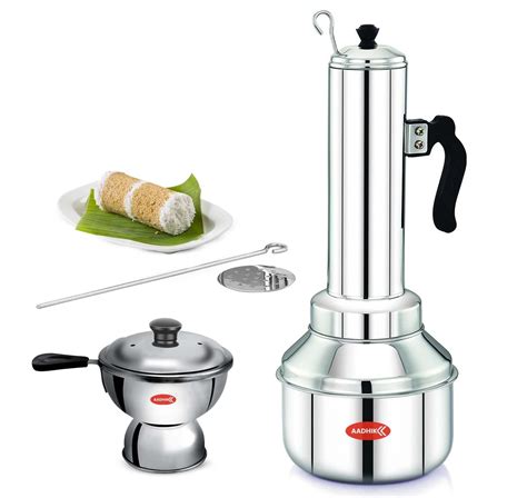 AADHIK Stainless Steel Puttu Maker Combo With Chiratta, Kudam Steel ...