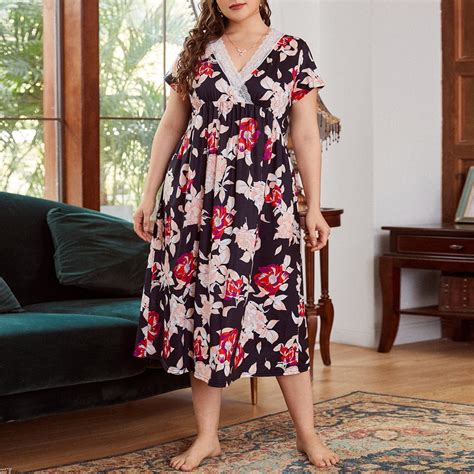 Yuwull Women Plus Size Silk Satin Nightgown Sexy Lace Chemise Lingerie ...