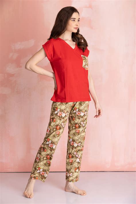 Knit cotton floral Night suit - Private Lives