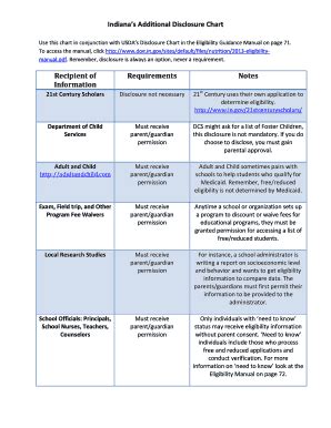 Fillable Online doe in Indianas Additional Disclosure Chart - doe in ...