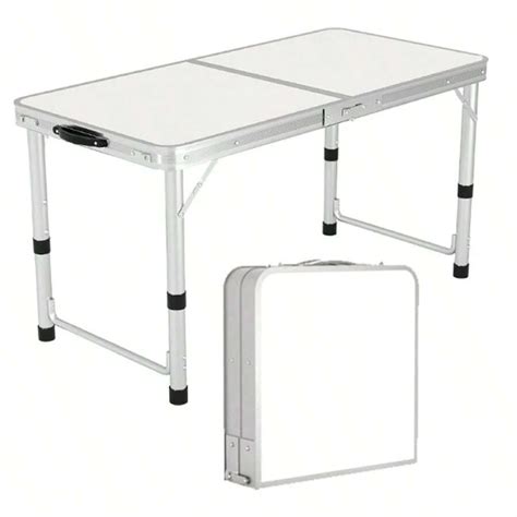 Folding Table 4ft Adjustable Height Portable Lightweight Aluminum ...