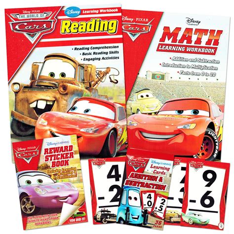 Buy Disney Cars Learning Set Kids -- Reading Workbook, Math Workbook ...