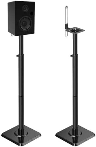 SANUS Adjustable Height Speaker Stands - Extends 28 to 38 - Holds ...