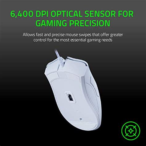 Razer DeathAdder Essential White Edition - 6400 DPI Ergonomic Wired ...