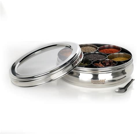 Buy Cello Steelox Stainless Steel Masala Dabba/Spice Box with See ...