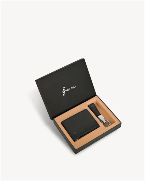 Neo Zip Wallet + Key Ring Gift Set - Black / Blue – Mai Soli