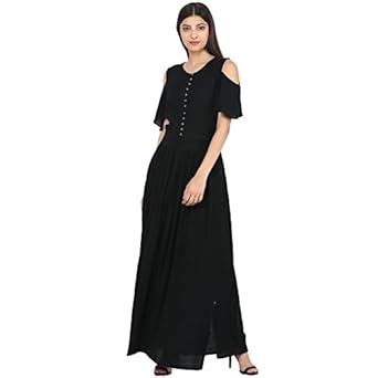 Buy Label RITU KUMAR Black Off-Shoulder Dress at Amazon.in