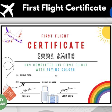 Buy Baby First Flight Certificate Online In India - Etsy India