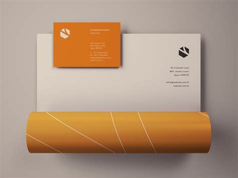 品牌VI设计提案名片信纸展示样机 Letterhead and Business Card Mockup