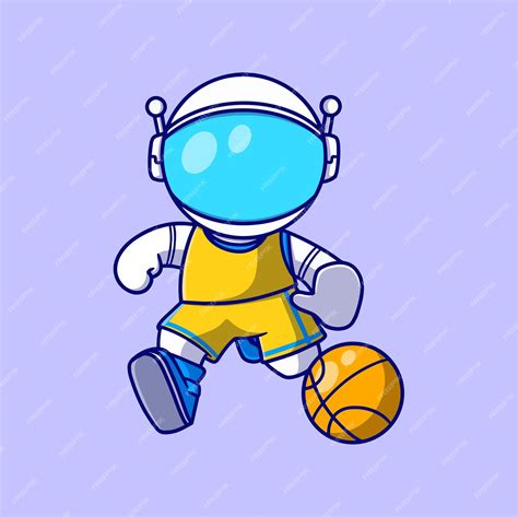 Premium Vector | Cute astronaut playing basketball icon illustration ...