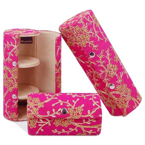 NFI essentials Set of 3 Bangle Box for Women, Embroidery Bangle ...