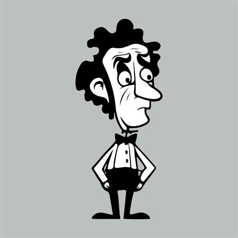 Black and white cartoon character vector illustration with isolated ...