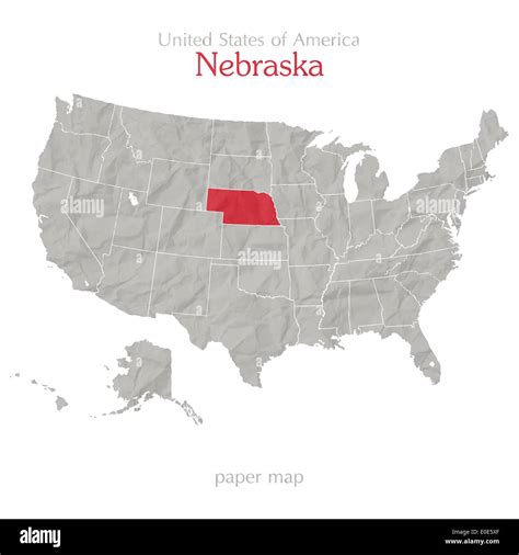 United States of America map and Nebraska territory on paper texture ...