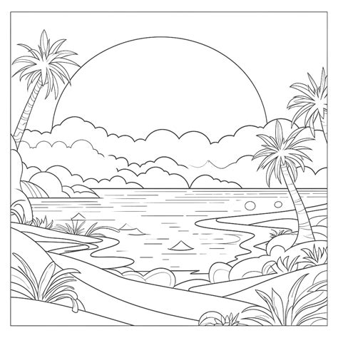 Coloring Page Sunset
