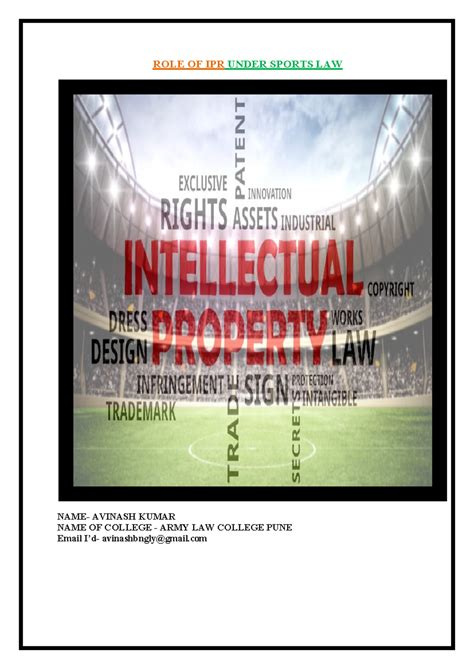 IPR Under Sports - Legal aspects on ipr - ROLE OF IPR UNDER SPORTS LAW ...