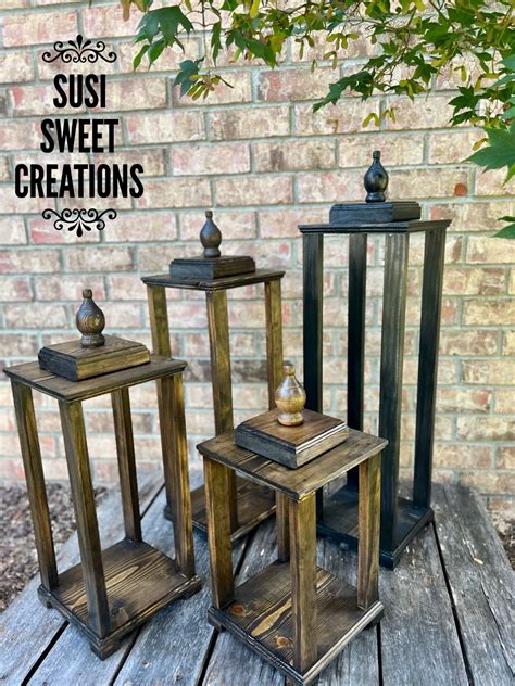 Tall Wood Lantern Brown Lantern Indoor Floor Lantern - Etsy | Rustic ...