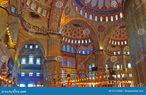 Inside the Blue Mosque stock photo. Image of muslimn - 91213558