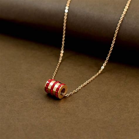 Red crystal accent cylinder anti-tarnish necklace – Salty Accessories