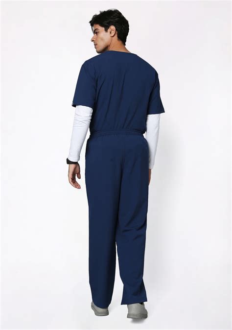 Men's 4-Way Stretch Anti-Wrinkle Scrub Top | Knya Ecoflex (Navy Blue)