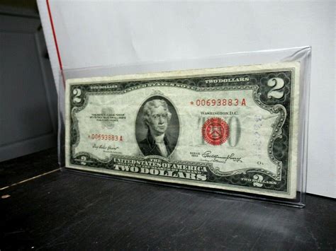 1953 Two Dollar Bill, **STAR NOTE**, Red Seal, #00-69-38-83, Jefferson ...