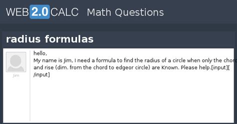 View question - radius formulas