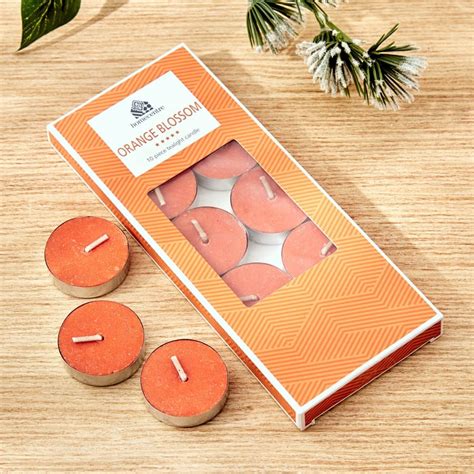 Buy Colour Refresh Set of 10 Orange Scented T-light Candles from Home ...
