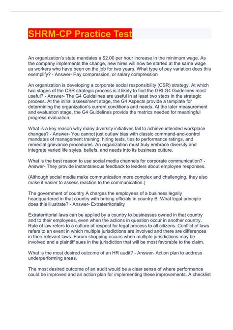 SHRM-CP Practice Test Questions And Answers 2022/2023 - SHRM-CP ...