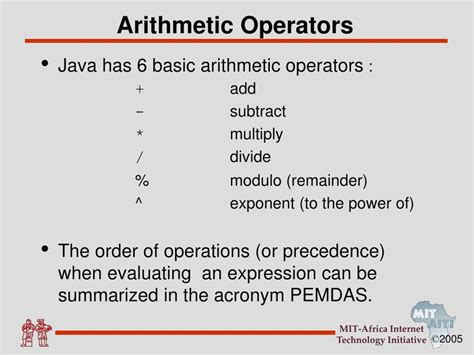 Image result for Arithmetic Operators Example