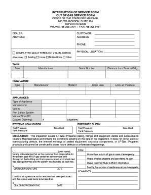 Kansas Out of Gas Service Form - Blank Fillable Template | Fill Out ...
