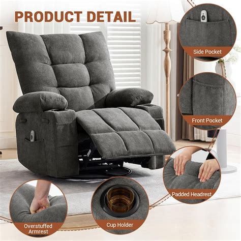 Garvee Swivel Rocker Recliner Chair with Heat and Massage 360 Degrees ...