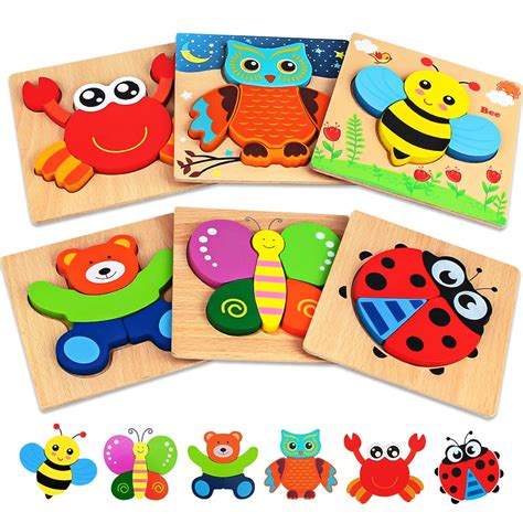 Buy Dreampark Wooden Jigsaw Puzzles, [6 Pack] Animal Puzzles for ...