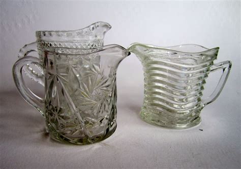 Three 1930s pressed glass jugs or creamers – Haute Juice