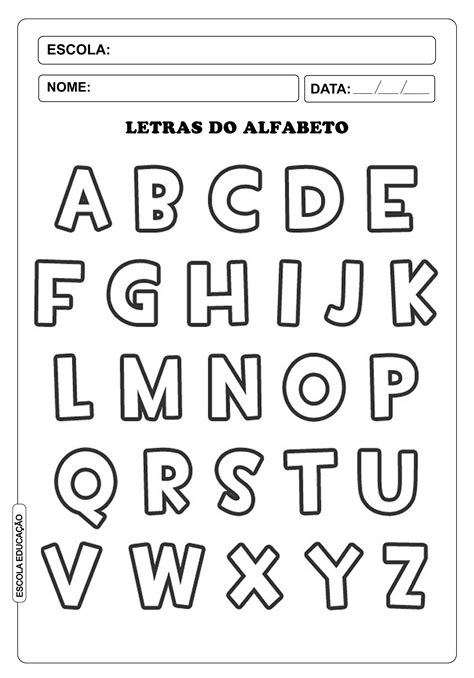 Letras do alfabeto para imprimir - Escola Educação