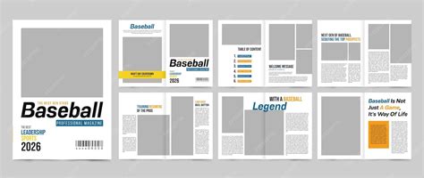 Baseball magazine template design | Premium Vector