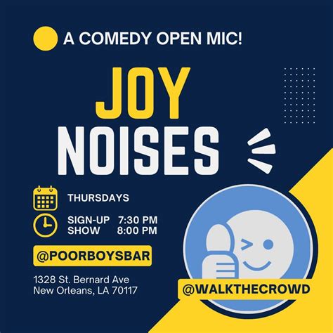 Joy Noises: A Comedy Open Mic, Poor Boys Bar, New Orleans, 10 October ...