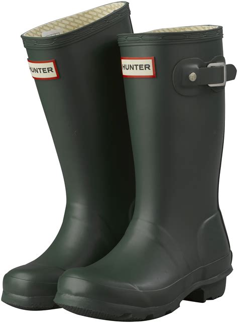 Girls Boys Hunter Wellies Kids Original Rubber Rain Wellington Boots Green