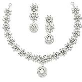 Buy ZENEME Rhodium-Plated Silver Toned Square & Circular Shaped ...