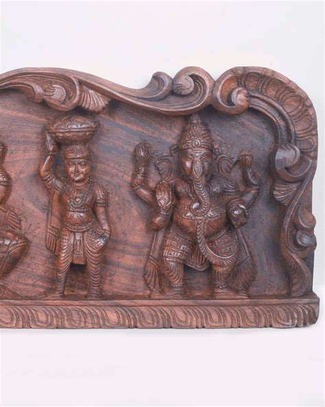 Lord Ganesh Three Forms with Sevagars Wall panel 35" – Sengottuvel Wood ...