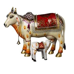 Buy Urban Exotica Kamdhenu Cow with Calf Statue | Idol for Home Decor ...