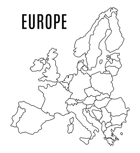 Black And White Map Of Europe Printable | Europe map, World map europe, Map sketch