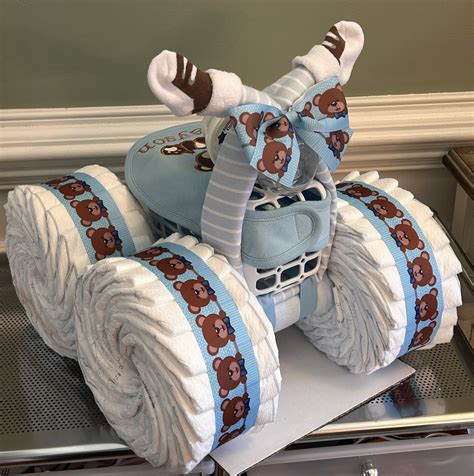 Diaper ATV Cake: Baby Shower Centerpiece Gift, 80 Pampers - Etsy | Diy baby shower gifts, Diaper ...