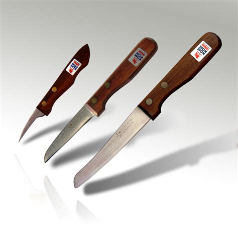 3 pcs Fruit Carving Knife Set Wooden Handle (B) - chopchopchop.co.uk