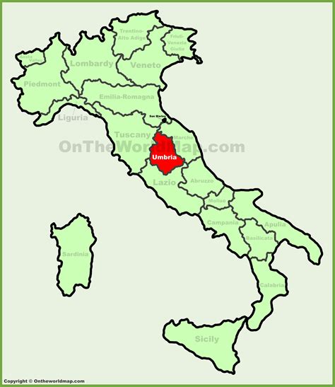 Umbria location on the Italy map