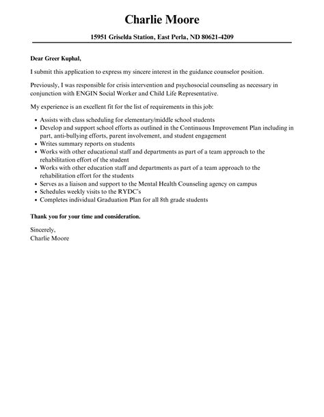 Guidance Counselor Cover Letter | Velvet Jobs