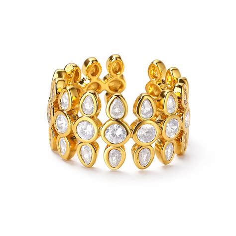 18KT Gold Plated Pear Cut Cluster Statement Ring, Mirella – Inaya ...