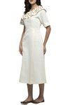 Buy Off White Dobby Cotton Asymmetric One Shoulder Midi Dress For Women ...