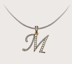 UpperGirdle Letter M Gold-plated Diamond Metal Pendant Price in India ...
