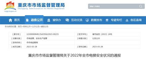 重庆市市场监督管理局通报2022年电梯安全状况-中国质量新闻网